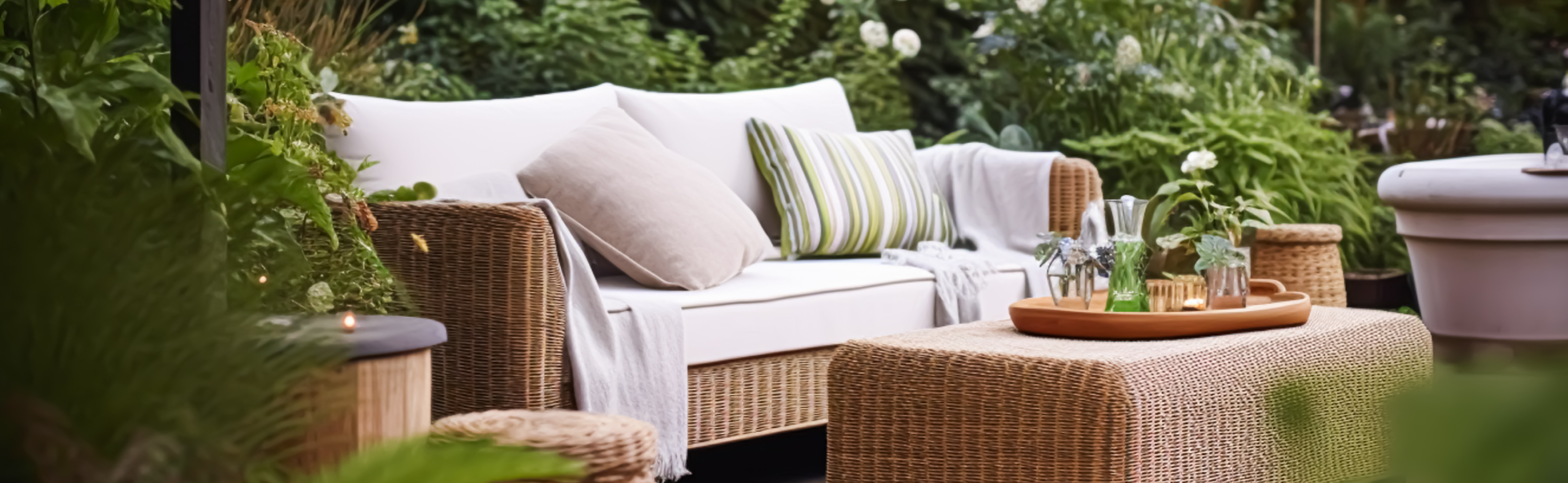Stylish sofa in a garden setting